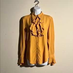Vintage Yellow Ruffled Cache Women's Top / Blouse